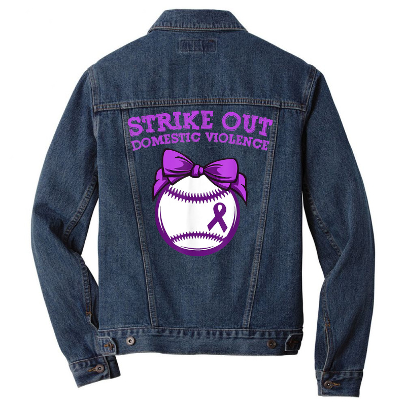 Strike Out Domestic Violence Awareness Baseball Tie Bow T Shirt Men Denim Jacket by cm-arts | Artistshot