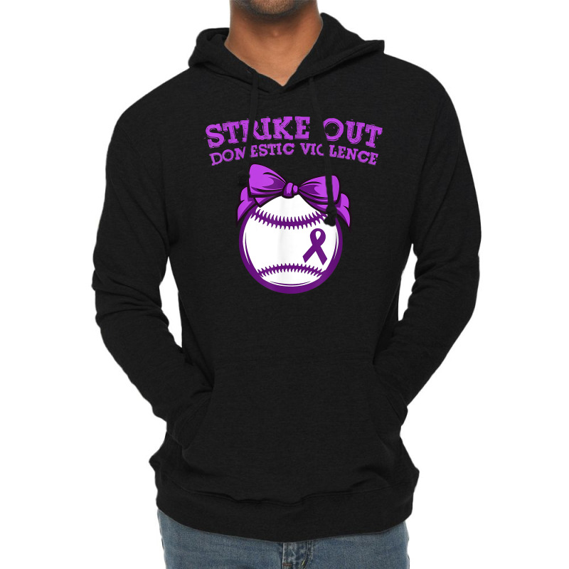 Strike Out Domestic Violence Awareness Baseball Tie Bow T Shirt Lightweight Hoodie by cm-arts | Artistshot