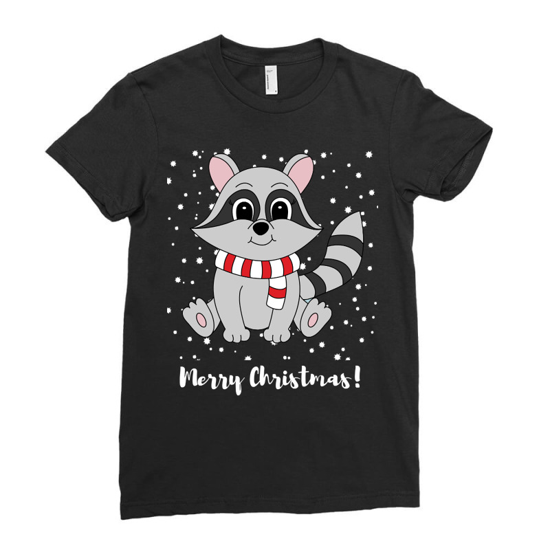 Cute Cartoon Raccoon (2) Ladies Fitted T-Shirt by Kenlofu52 | Artistshot