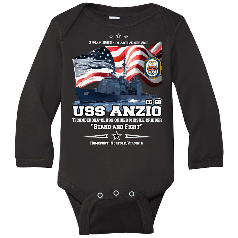 Uss Anzio (cg-68) Ticonderoga-class Guided Missile Cruiser Long Sleeve Baby Bodysuit by degreesgunner | Artistshot