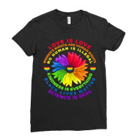 Flower Rainbow Human Black Lives Rights Science Lgbt Pride Ladies Fitted T-shirt | Artistshot