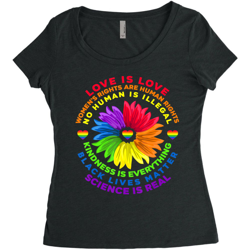 Flower Rainbow Human Black Lives Rights Science Lgbt Pride Women's Triblend Scoop T-shirt by cm-arts | Artistshot