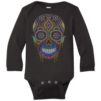 Sugar Skull Colorful Ethnic Long Sleeve Baby Bodysuit | Artistshot