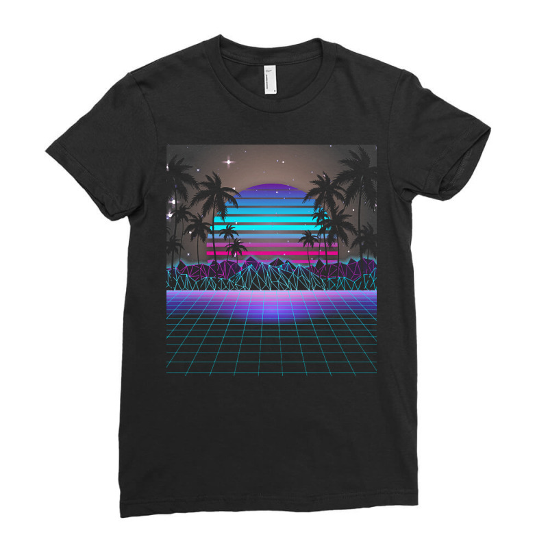 Synthwave T  Shirt Fascinating Dusk Retrowave T  Shirt Ladies Fitted T-Shirt by gaetanonolan | Artistshot