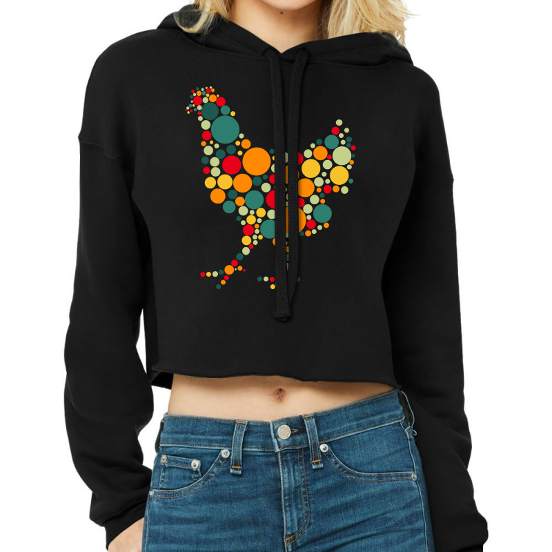 Chicken Cock With Colorful Dots For Farmers And Lovers 105 Hen Chick Cropped Hoodie by offensejuggler | Artistshot