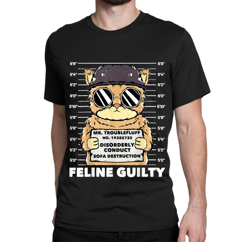 Funny Cat Feline Guilty Guilty Cat Trouble Fluff Mugshot Classic T-shirt | Artistshot