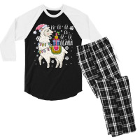 Fa La La Llama Funny Santa Llama Christmas For Family Long Sleeve T Sh Men's 3/4 Sleeve Pajama Set | Artistshot