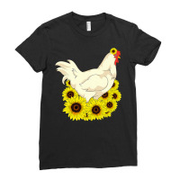 Chicken Cock Yellow Flower Hippie Sunflower Farm Animal Lover Chicken Ladies Fitted T-shirt | Artistshot