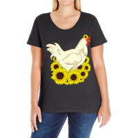 Chicken Cock Yellow Flower Hippie Sunflower Farm Animal Lover Chicken Ladies Curvy T-shirt | Artistshot