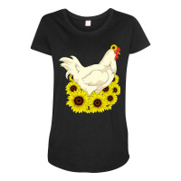 Chicken Cock Yellow Flower Hippie Sunflower Farm Animal Lover Chicken Maternity Scoop Neck T-shirt | Artistshot