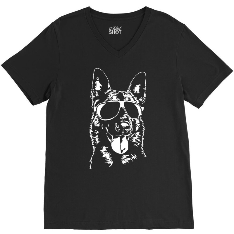 Belgian Malinois Mom T  Shirt Belgian Malinois Sunglasses Cool Dog T V-Neck Tee by christiansenmarlene | Artistshot