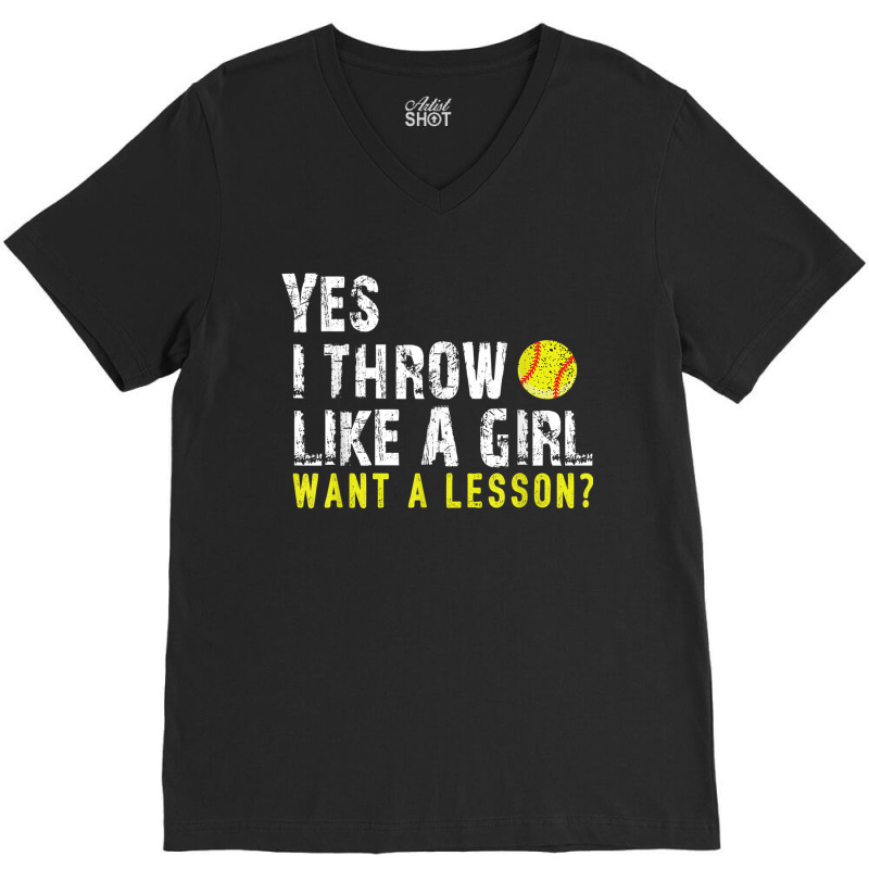 Softball Shirts For Girls, Softball Tshirts For Women Tshirt V-neck Tee | Artistshot