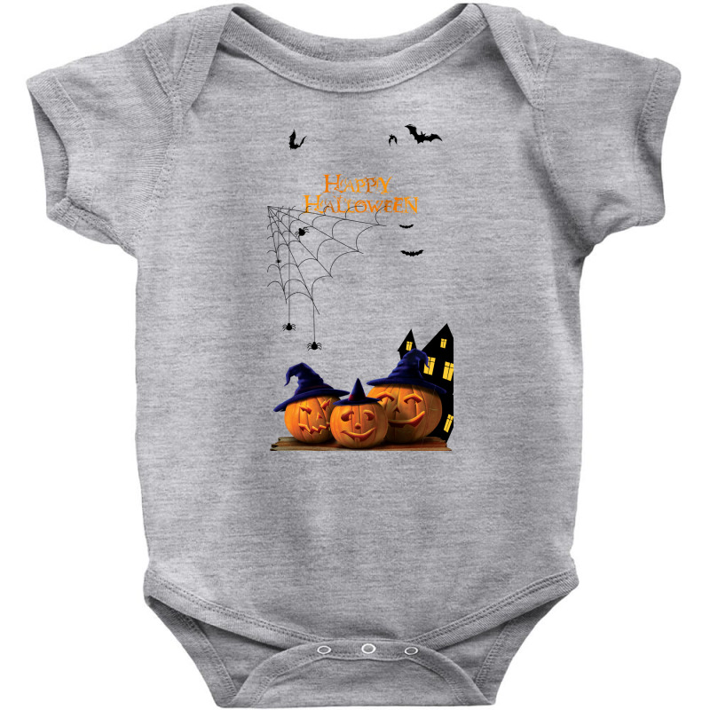 Halloween Poster Paper Jack O Lantern Halloween Pictures 22f4dd51a86e4 Baby Bodysuit | Artistshot