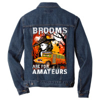 Womens School Bus Driver Witch Brooms Are For Amateurs Halloween Men Denim Jacket | Artistshot