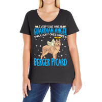 Berger Picard T  Shirt Berger Picard Dog With Guardian Angel Saying T Ladies Curvy T-shirt | Artistshot