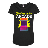 Womens Meet Me At The Arcade Gaming Video Game Player Gamer V Neck T S Maternity Scoop Neck T-shirt | Artistshot