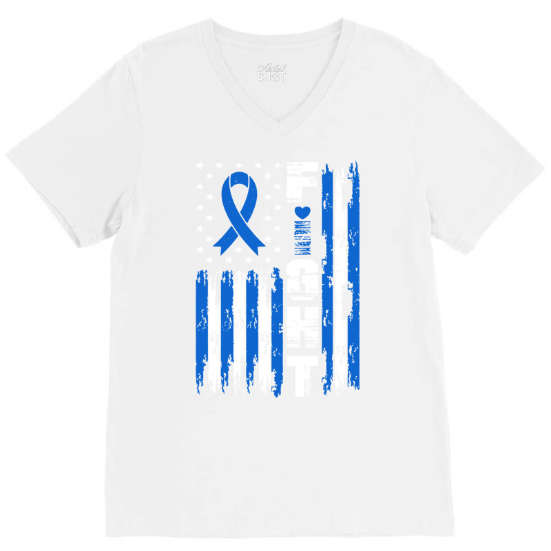 Fight Mesothelioma Awareness Patriotic Usa American Flag Long Sleeve T V-Neck Tee by cm-arts | Artistshot