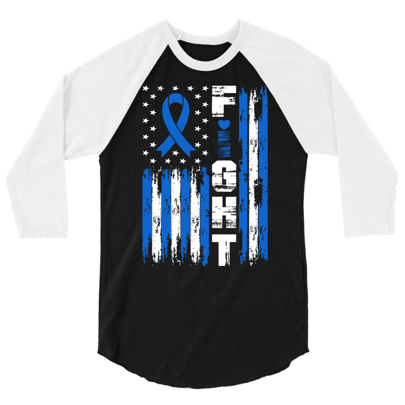 Fight Mesothelioma Awareness Patriotic Usa American Flag Long Sleeve T 3/4 Sleeve Shirt by cm-arts | Artistshot