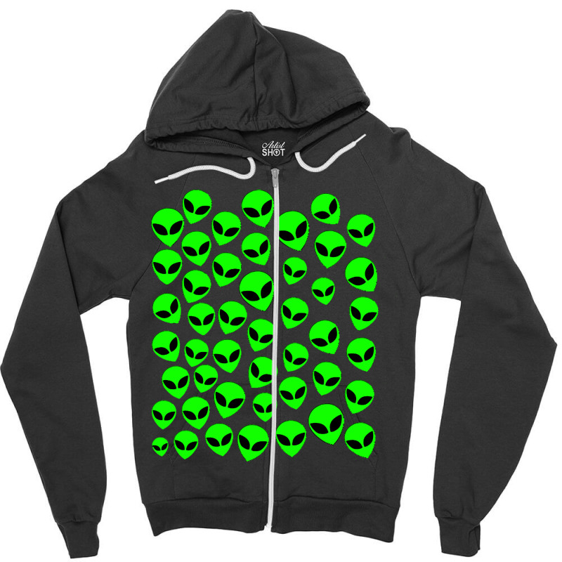 Tiny Green Alien Zipper Hoodie | Artistshot