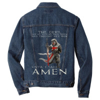 The Crusader The Devil Saw Me Knight Templar Men Denim Jacket | Artistshot