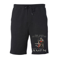 The Crusader The Devil Saw Me Knight Templar Fleece Short | Artistshot