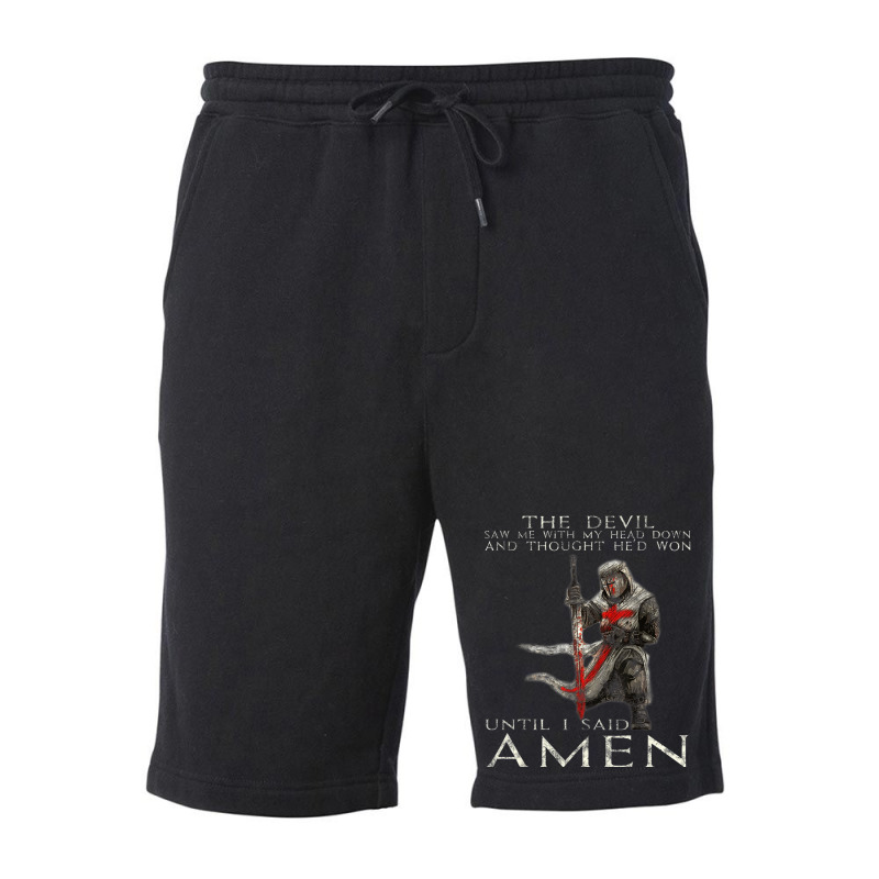 The Crusader The Devil Saw Me Knight Templar Fleece Short | Artistshot