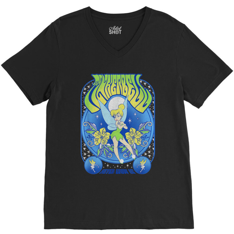 Peter Pan Tinker Bell Seventies Retro Poster V-Neck Tee by MabellaPlaxco | Artistshot