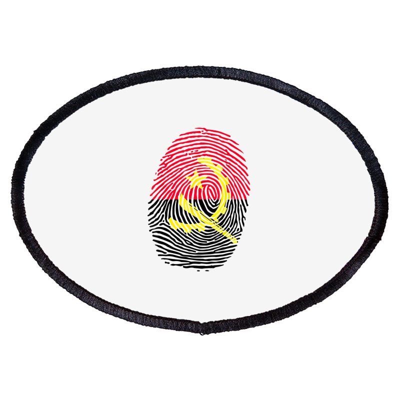 Angolan Flag Angola Fingerprint T Shirt Oval Patch by cm-arts | Artistshot