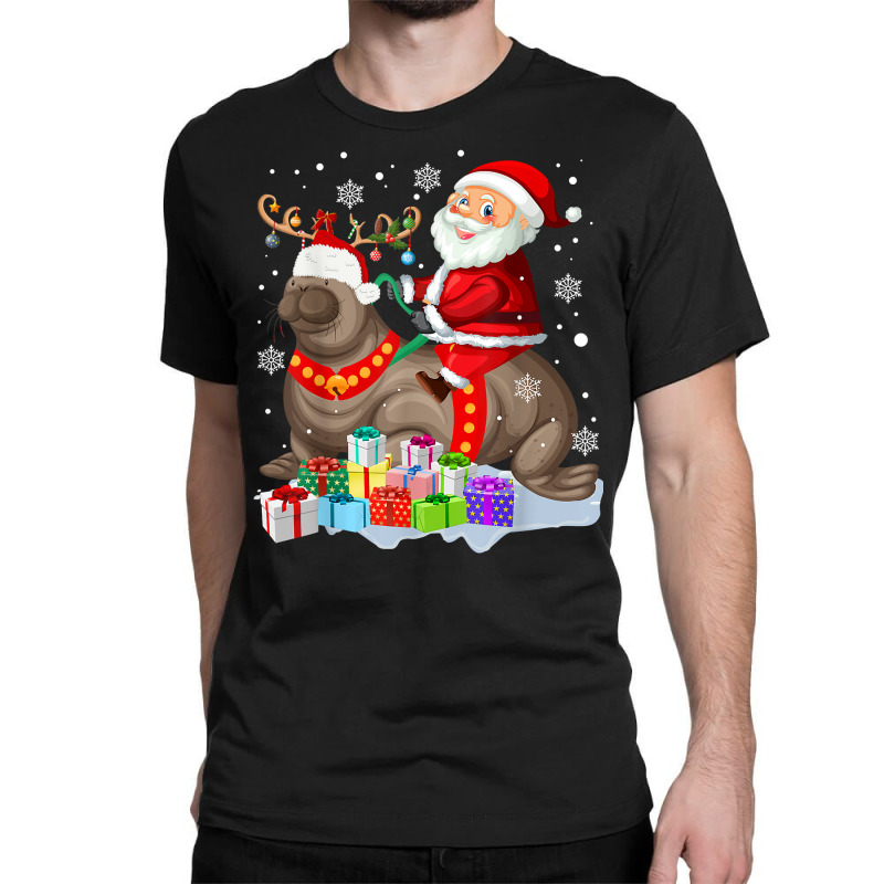 Sea Lion Xmas Matching Funny Santa Riding Sea Lion Christmas T Shirt Classic T-shirt by cm-arts | Artistshot