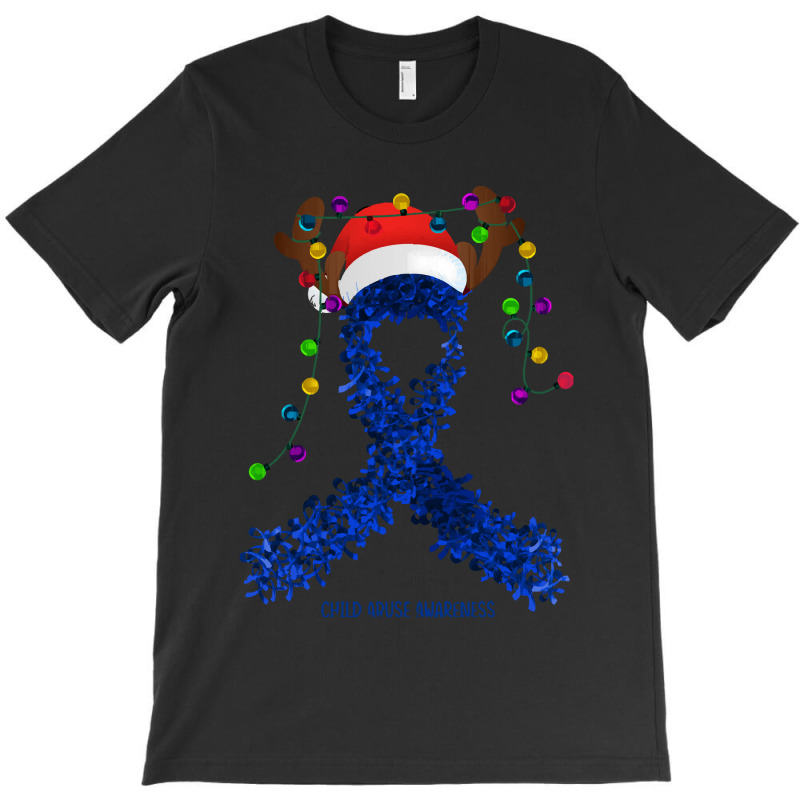 Child Abuse Fighter Child Abuse Awareness - Ribbon Santa Hat Christmas T-shirt | Artistshot