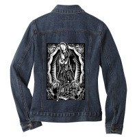 Virgin Mary Mexican Blanket Art Bandana Print Chicano Cholo Ladies Denim Jacket | Artistshot