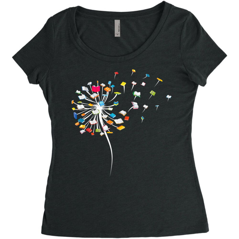 Funny Dandelion Flower Books Fly Reading Lover Gift Long Sleeve T Shir Women's Triblend Scoop T-shirt by cm-arts | Artistshot