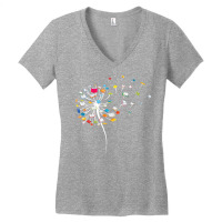 Funny Dandelion Flower Books Fly Reading Lover Gift Long Sleeve T Shir Women's V-neck T-shirt | Artistshot