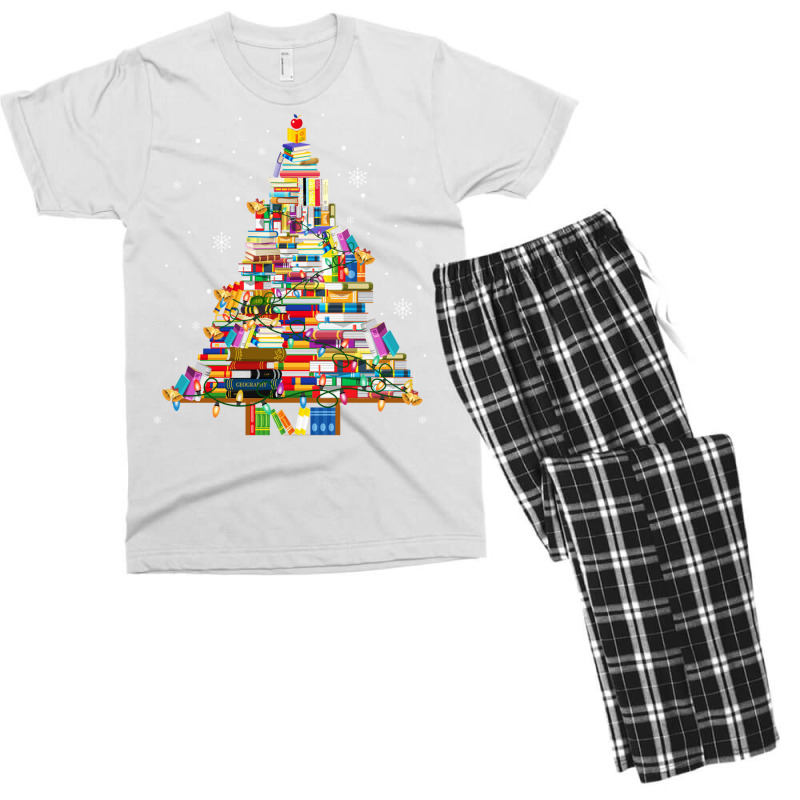 Christmas Library Tree Lights For Librarian And Book Lover Long Sleeve Men's T-shirt Pajama Set by cm-arts | Artistshot