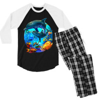 Dolphin Sea Life Save The Ocean Marine Biology Aquarium Men's 3/4 Sleeve Pajama Set | Artistshot