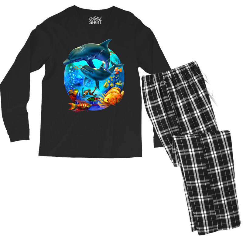 Dolphin Sea Life Save The Ocean Marine Biology Aquarium Men's Long Sleeve Pajama Set | Artistshot