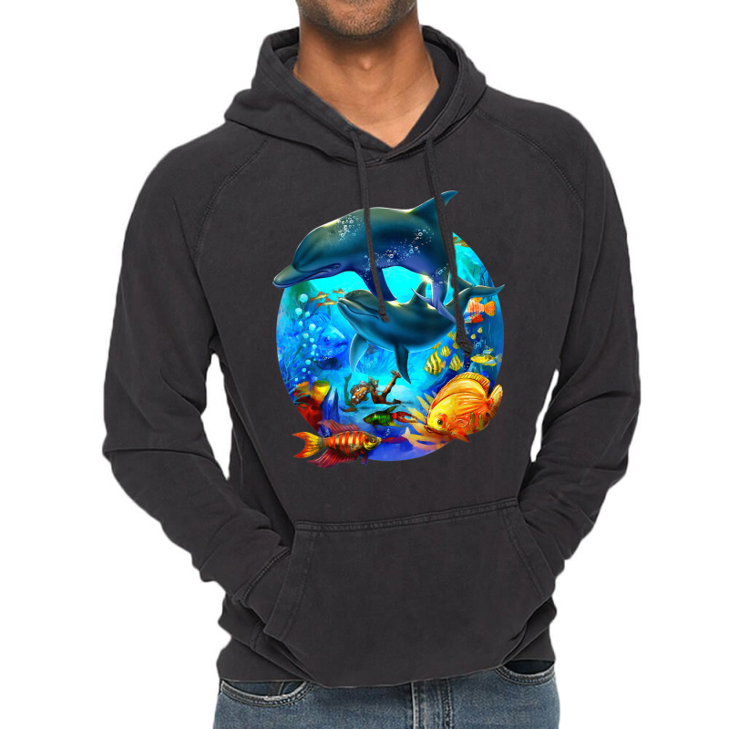 Dolphin Sea Life Save The Ocean Marine Biology Aquarium Vintage Hoodie | Artistshot