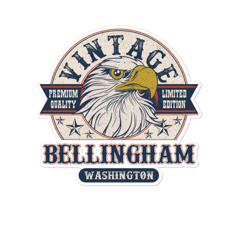 Retro Bald Eagle Bellingham Washington Vintage Limited Edition Sticker | Artistshot