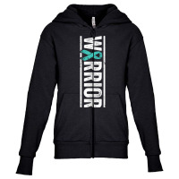 Spina Bifida Warrior   Sideways Teal Awareness Ribbon T Shirt Youth Zipper Hoodie | Artistshot