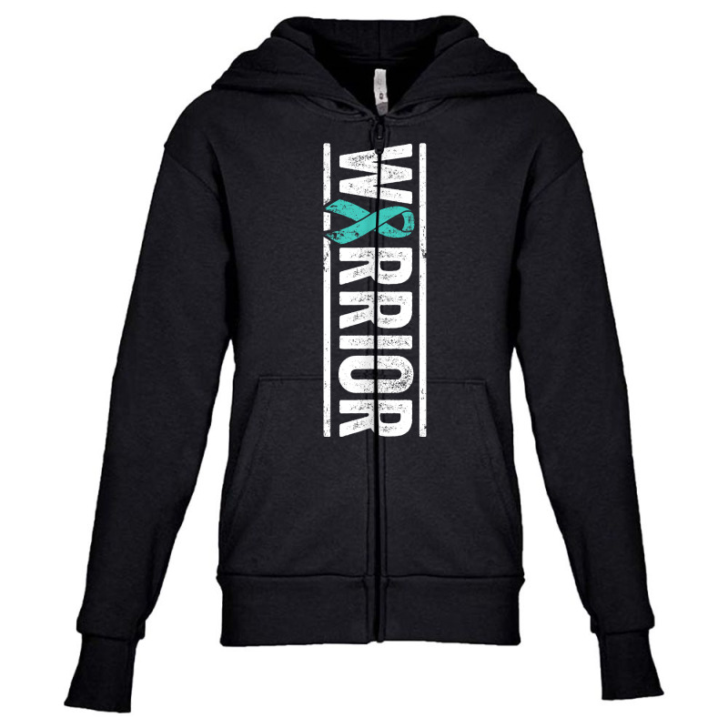 Spina Bifida Warrior   Sideways Teal Awareness Ribbon T Shirt Youth Zipper Hoodie by cm-arts | Artistshot