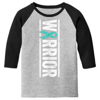 Spina Bifida Warrior   Sideways Teal Awareness Ribbon T Shirt Youth 3/4 Sleeve | Artistshot