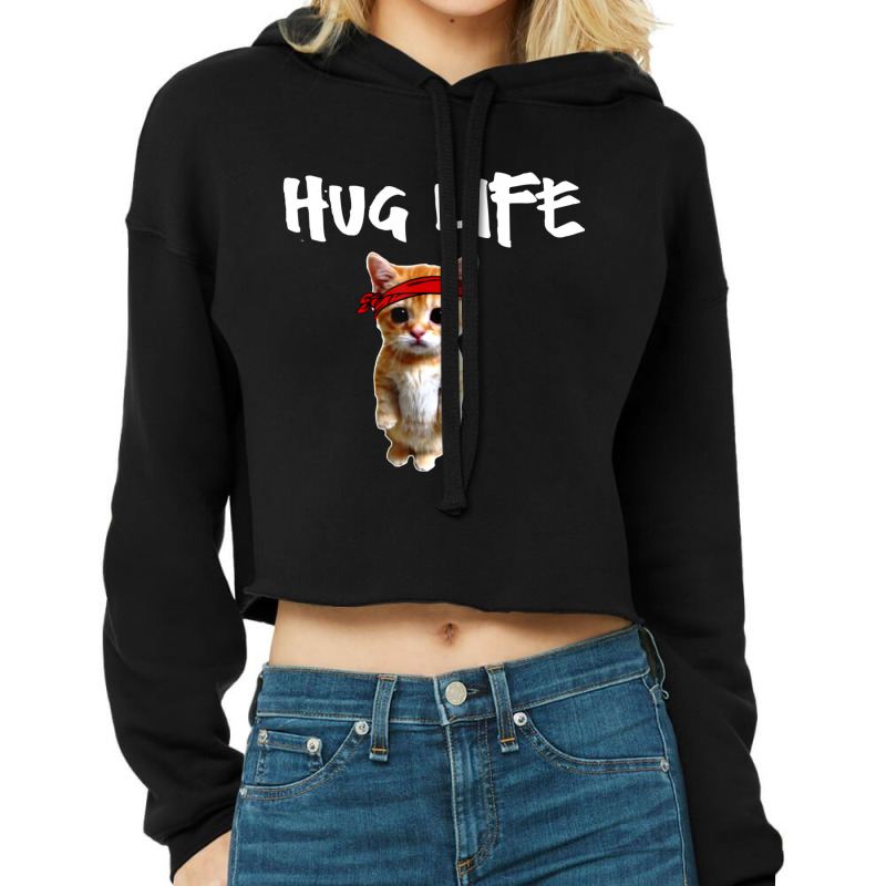 Hug Life Awesome Cool Cute Cat Kitten Cropped Hoodie | Artistshot