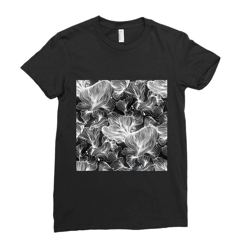 Black And White Shibori Corals Ladies Fitted T-Shirt by milkshakeviolin | Artistshot