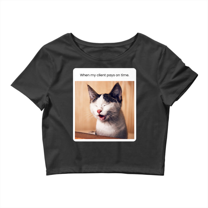 Funny Cat Meme When My Client Pays On Time Freelancers Premium T Shirt Crop Top by cm-arts | Artistshot