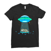 Alien Abduction Ufo Spaceship Sloth Abduction Ladies Fitted T-shirt | Artistshot