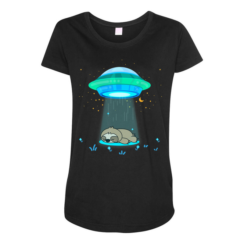 Alien Abduction Ufo Spaceship Sloth Abduction Maternity Scoop Neck T-shirt by doboc | Artistshot