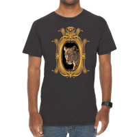 Gold Baroque Pattern. Leopard Head, Tropical Leaves And Chain Design. Vintage T-shirt | Artistshot