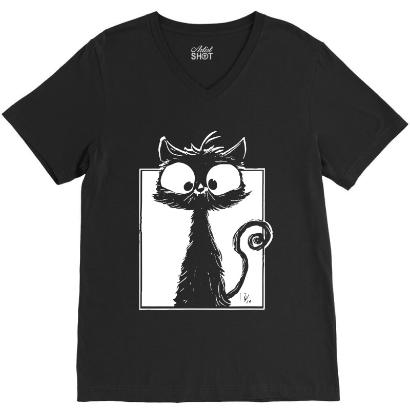 Cute Black Cat V-neck Tee | Artistshot