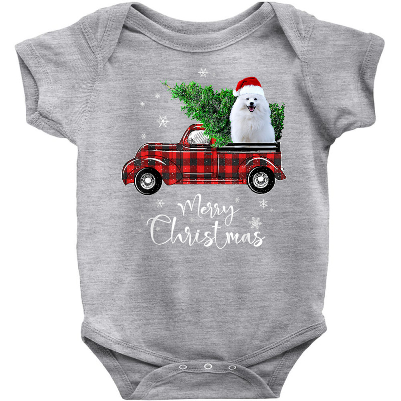 American Eskimo Red Truck Christmas Funny Dog T Shirt Baby Bodysuit by cm-arts | Artistshot