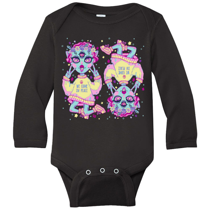 We Come In Peace Long Sleeve Baby Bodysuit by Oreilly Ulrich | Artistshot